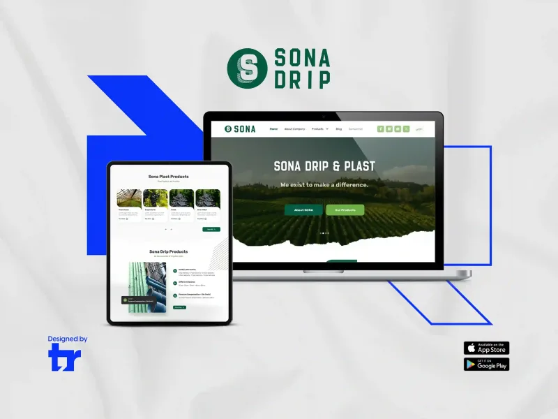 واجهة موقع Sona Plast للبلاستيك الزراعي وأنظمة الري