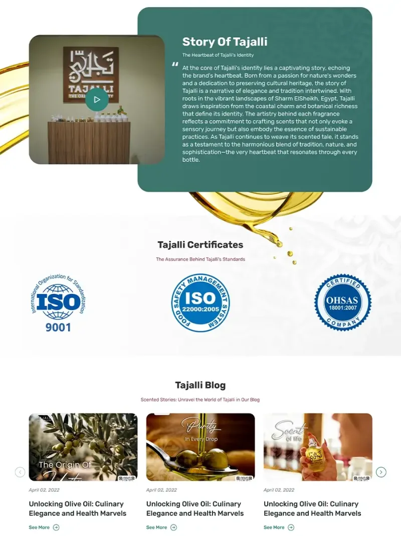 Tajalli e-commerce website for natural and herbal products