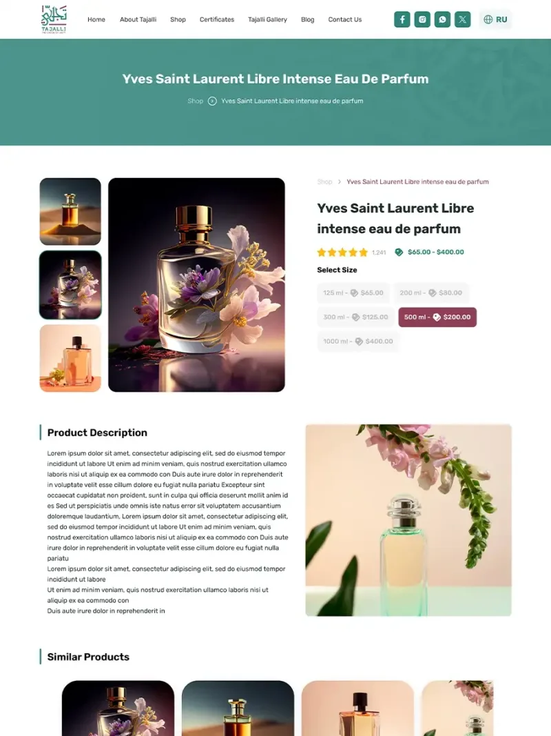 Tajalli e-commerce website for natural and herbal products