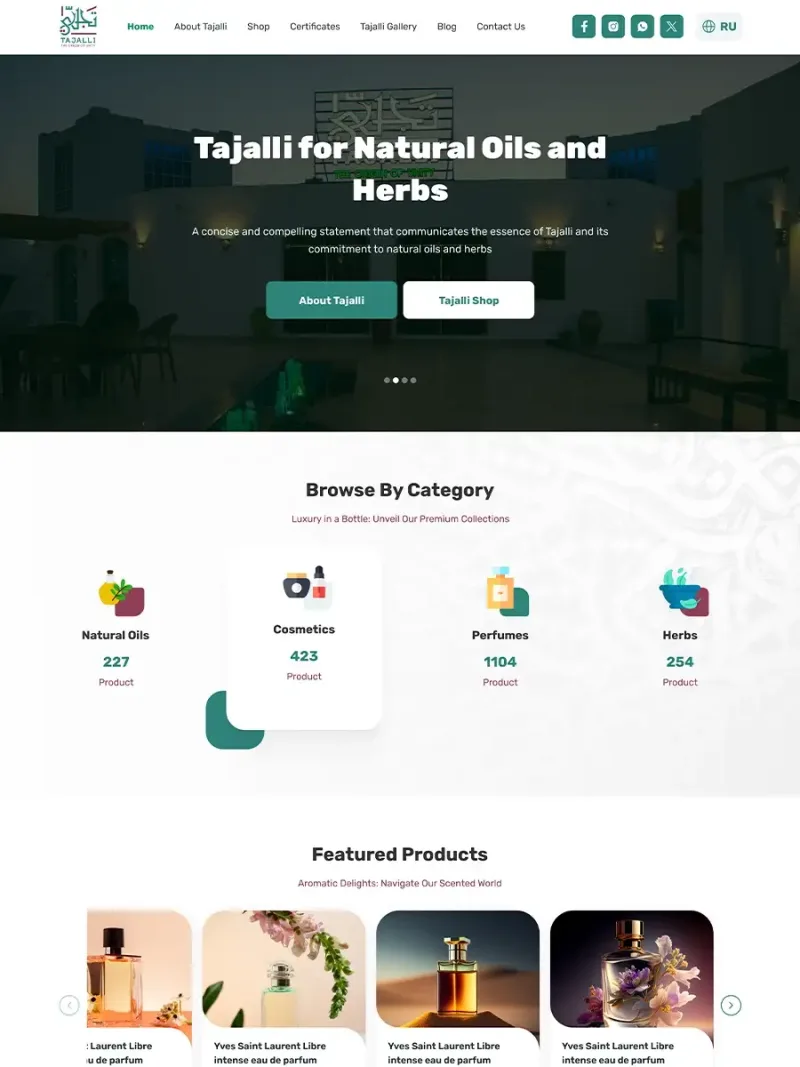 Tajalli online store for natural oils herbs and body care products