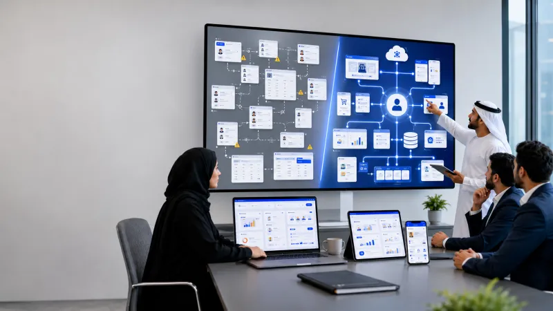 منظومة تحول رقمي متكاملة تربط الموقع والتطبيق وERP وCRM